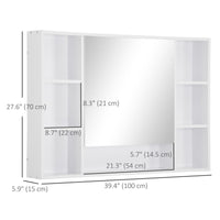 Wall Mounted Medicine Cabinet, 39.25"W x 27.5"H Bathroom Mirror Cabinet with Single Mirrored Door, Shelves and Storage Cupboard, White