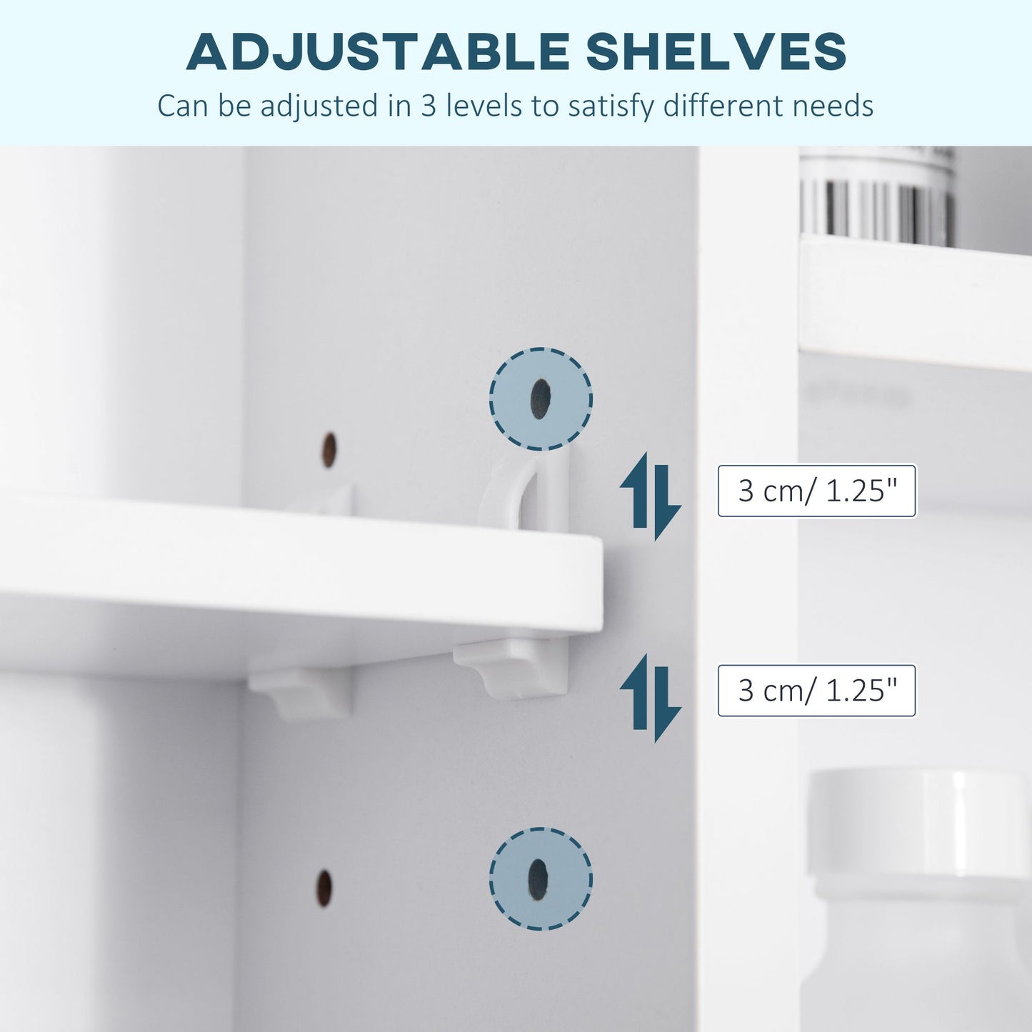 Wall Mounted Medicine Cabinet, 39.25"W x 27.5"H Bathroom Mirror Cabinet with Single Mirrored Door, Shelves and Storage Cupboard, White