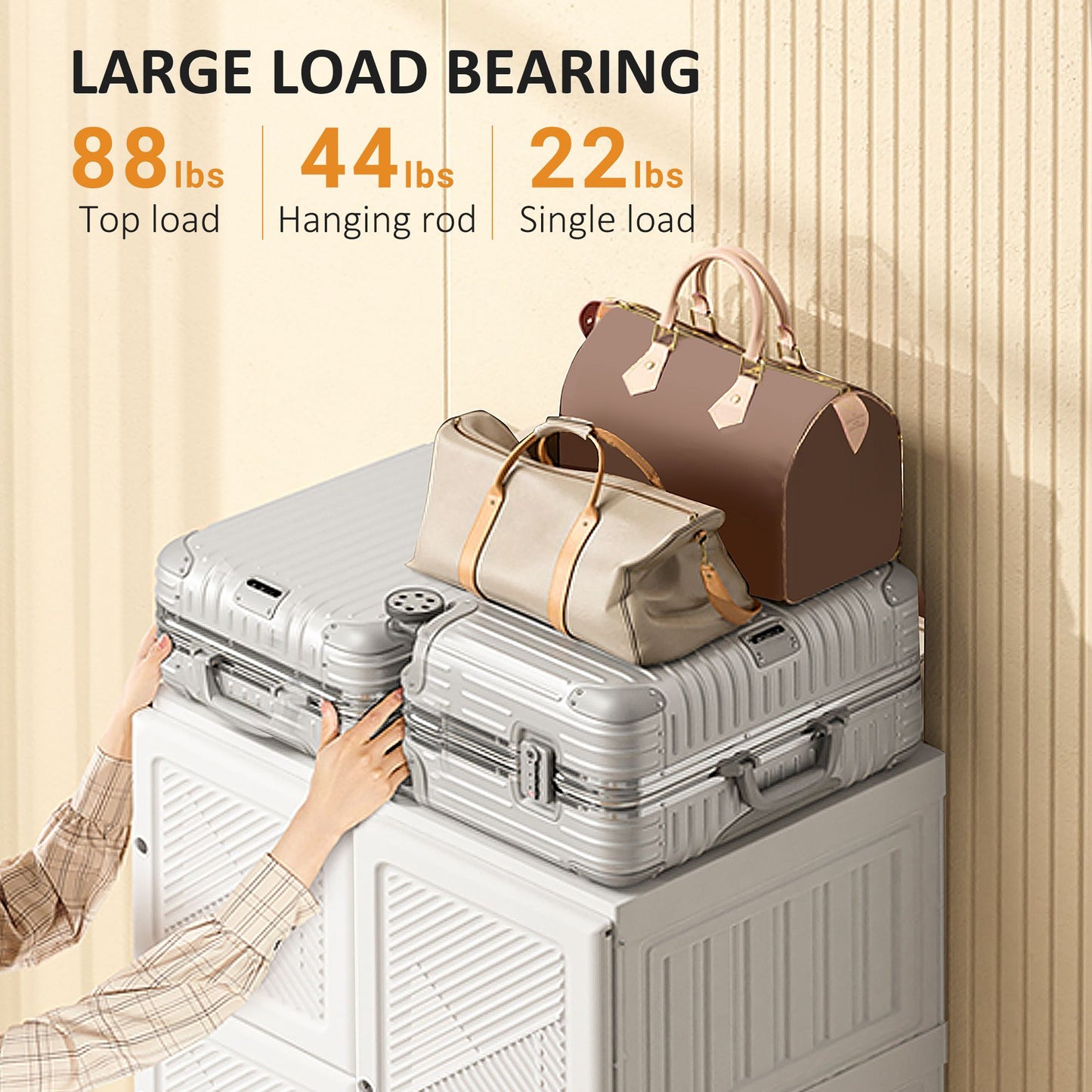 Portable Wardrobe Closet, Folding Bedroom Wardrobe, Clothes Storage Organizer with Cube Compartments, White