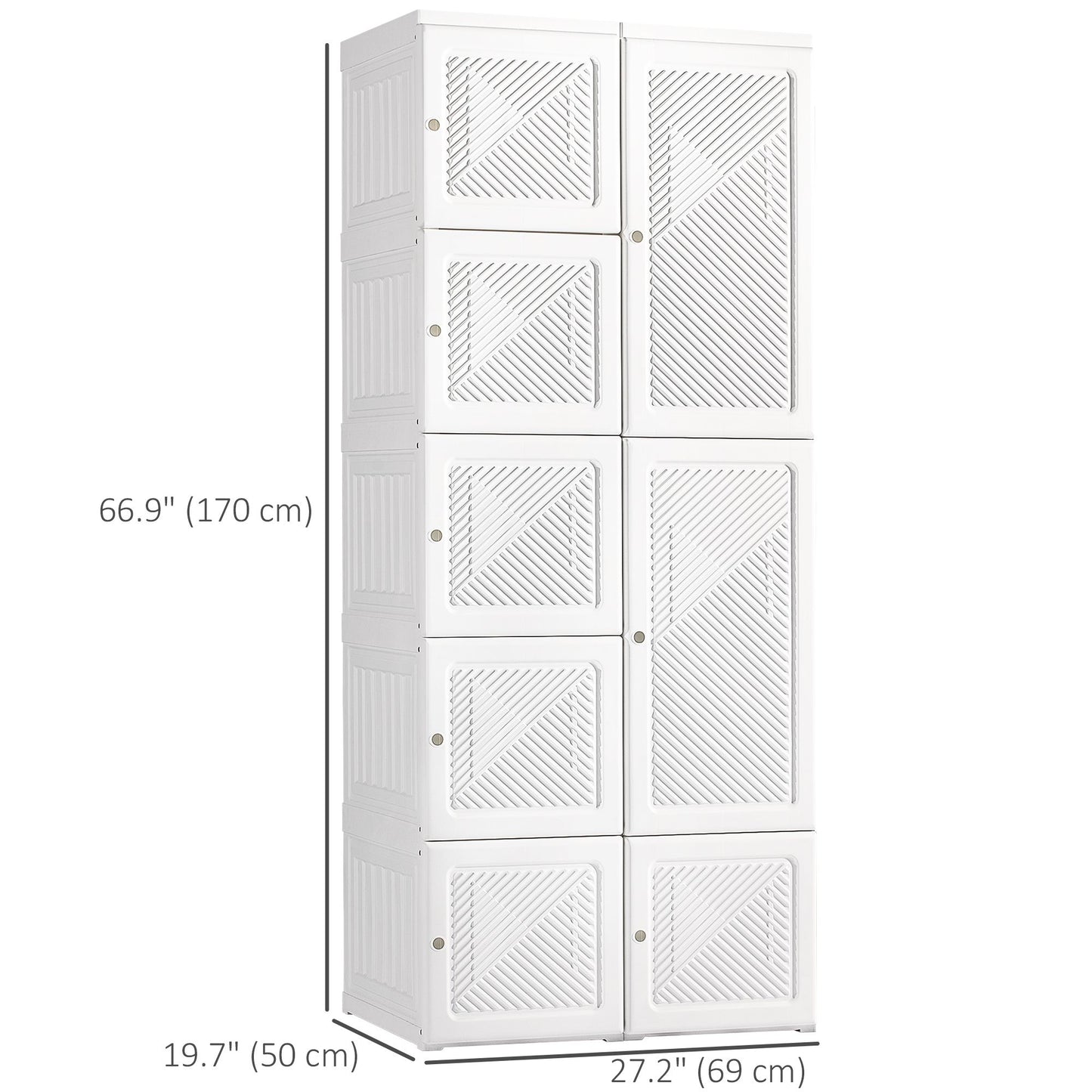 Portable Wardrobe Closet, Folding Bedroom Wardrobe, Clothes Storage Organizer with Cube Compartments, White