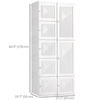 Portable Wardrobe Closet, Folding Bedroom Wardrobe, Clothes Storage Organizer with Cube Compartments, White