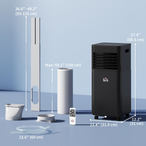 10000 BTU Portable Air Conditioner with Fan & Dehumidifier Mode, Quiet AC Unit with Remote Control, 24-Hour Timer, Black
