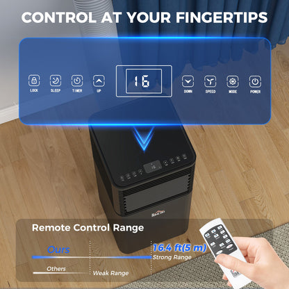 10000 BTU Portable Air Conditioner with Fan & Dehumidifier Mode, Quiet AC Unit with Remote Control, 24-Hour Timer, Black
