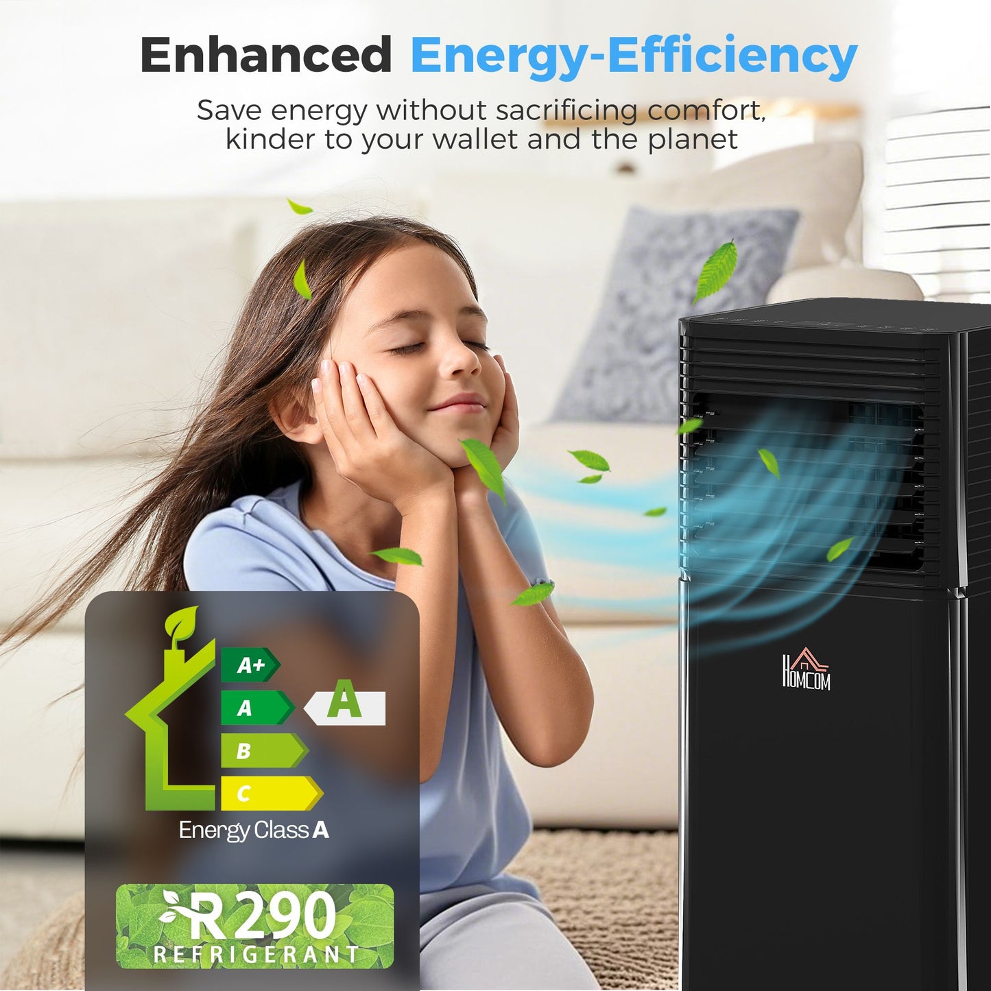 10000 BTU Portable Air Conditioner with Fan & Dehumidifier Mode, Quiet AC Unit with Remote Control, 24-Hour Timer, Black