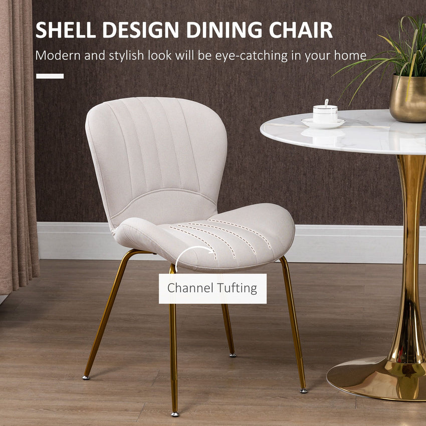 Dining Chairs Set of 2, Modern Accent Chair with Cushioned Backrest, Upholstery for Living Room, Cream White