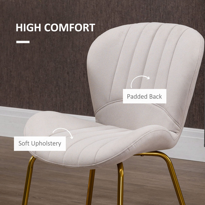 Dining Chairs Set of 2, Modern Accent Chair with Cushioned Backrest, Upholstery for Living Room, Cream White