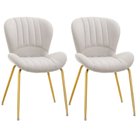 Dining Chairs Set of 2, Modern Accent Chair with Cushioned Backrest, Upholstery for Living Room, Cream White