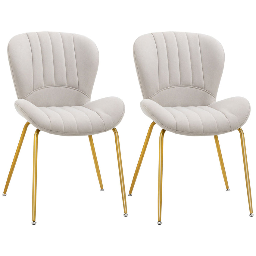Dining Chairs Set of 2, Modern Accent Chair with Cushioned Backrest, Upholstery for Living Room, Cream White