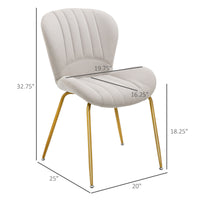 Dining Chairs Set of 2, Modern Accent Chair with Cushioned Backrest, Upholstery for Living Room, Cream White