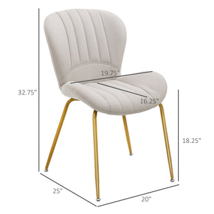 Dining Chairs Set of 2, Modern Accent Chair with Cushioned Backrest, Upholstery for Living Room, Cream White