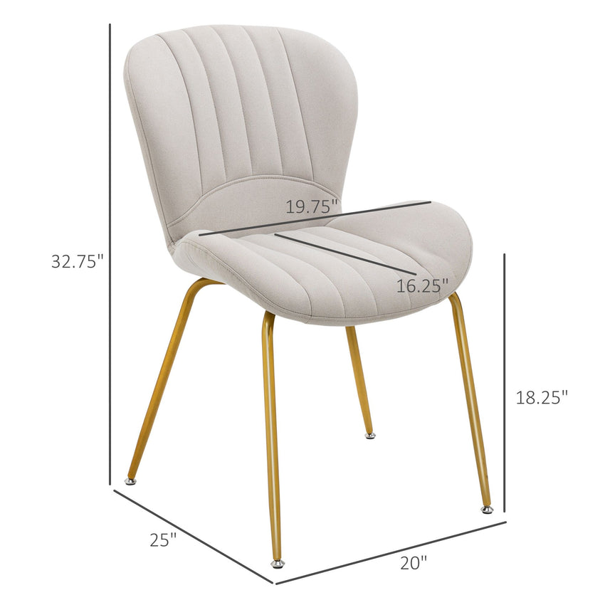 Dining Chairs Set of 2, Modern Accent Chair with Cushioned Backrest, Upholstery for Living Room, Cream White