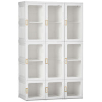 Portable Wardrobe Closet, Bedroom Armoire, Foldable Clothes Organizer with Cube Storage, Hanging Rods, Magnet Doors, White