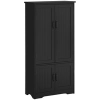 48" 4-Door Storage Cabinet Multi-Storey Large Space Pantry with Adjustable Shelves Black