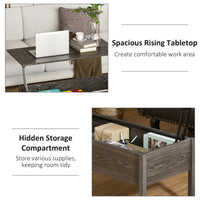 39" Modern Lift Top Coffee Table with Hidden Storage Compartment, Center Table for Living Room, Grey