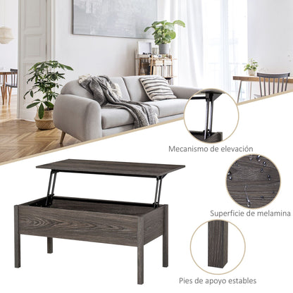 39" Modern Lift Top Coffee Table with Hidden Storage Compartment, Center Table for Living Room, Grey