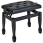 25" Adjustable Height Piano Bench with Padded Cushion, Keyboard Seat with Storage and Solid Wood Legs, Black