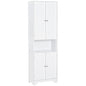 Tall Bathroom Storage Cabinet, Slim Bathroom Cabinet with 4 Shutter Doors and Adjustable Shelves, Toilet Vanity Cabinet, Narrow Organizer, White