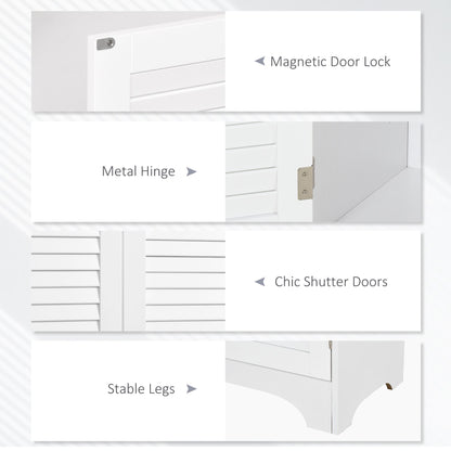 Tall Bathroom Storage Cabinet, Slim Bathroom Cabinet with 4 Shutter Doors and Adjustable Shelves, Toilet Vanity Cabinet, Narrow Organizer, White