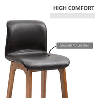 Modern Bar Stools Set of 2, Counter Height Bar Chair with PU Leather Wooden Frame Padding Seats for Dining Room Home Bar, Dark Brown