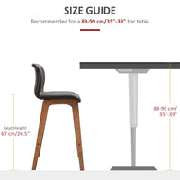 Modern Bar Stools Set of 2, Counter Height Bar Chair with PU Leather Wooden Frame Padding Seats for Dining Room Home Bar, Dark Brown