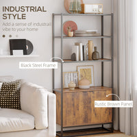 Storage Cabinet with 3 Open Shelves Cupboard Freestanding Tall Organizer Multifunctional Rack for Livingroom Bedroom Kitchen Rustic Brown