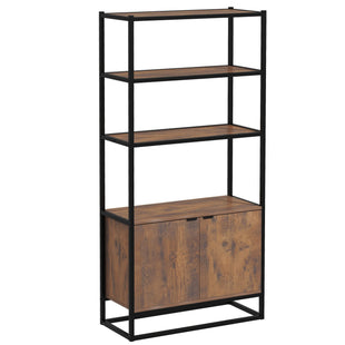 Storage Cabinet with 3 Open Shelves Cupboard Freestanding Tall Organizer Multifunctional Rack for Livingroom Bedroom Kitchen Rustic Brown