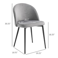 Set of 2 Mid-Back Dining Chair, Mid-Back Velvet-touch Upholstery Kitchen Chair for Living Room Dining Room, Dark Blue