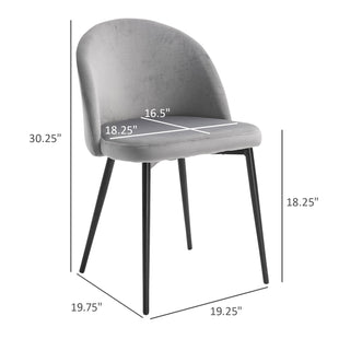 Set of 2 Mid-Back Dining Chair, Mid-Back Velvet-touch Upholstery Kitchen Chair for Living Room Dining Room, Dark Blue