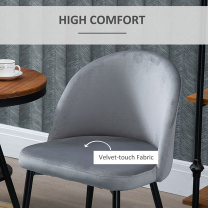 Set of 2 Mid-Back Dining Chair, Mid-Back Velvet-touch Upholstery Kitchen Chair for Living Room Dining Room, Dark Blue