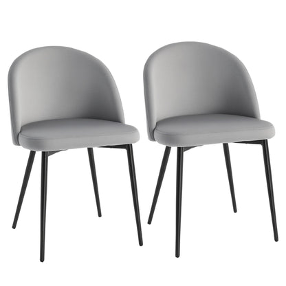 Set of 2 Mid-Back Dining Chair, Mid-Back Velvet-touch Upholstery Kitchen Chair for Living Room Dining Room, Dark Blue