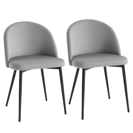 Set of 2 Mid-Back Dining Chair, Mid-Back Velvet-touch Upholstery Kitchen Chair for Living Room Dining Room, Dark Blue