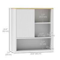 Bathroom Wall Cabinet, Medicine Cabinet with Fluted Panel, Curved Bathroom Cabinet with Adjustable Shelves, White