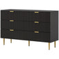 Modern Chest of Drawers 6 Drawer Dresser for Bedroom with Gold Legs and Handles, Black