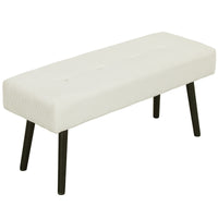 39" Upholstered Ottoman Bench, Corduroy Entryway Bedroom Bench with Padded Seat and Steel Legs for Bedroom, Cream White
