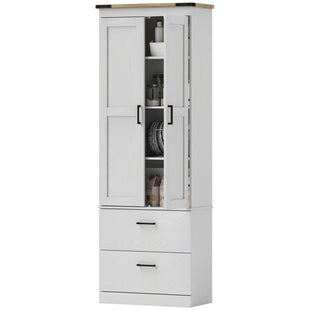 67" Tall Kitchen Pantry Storage Cabinet, Kitchen Pantry Cabinet with Doors, Drawers and Adjustable Shelves, Cream White