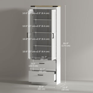 67" Tall Kitchen Pantry Storage Cabinet, Kitchen Pantry Cabinet with Doors, Drawers and Adjustable Shelves, Cream White