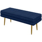End of Bed Bench, Velvet-feel Upholstered Bench with Thick Padded Seat and Steel Legs, Modern Bedroom Bench, Dark Blue
