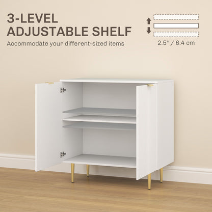 Modern Kitchen Storage Cabinet, Sideboard Buffet Cabinet with Adjustable Shelves and Metal Legs for Kitchen, White