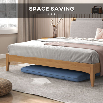 Floor Sofa, Foldable 2-Seater Lazy Sofa Sleeper with 9-position Backrest and 2 Pillows Light Blue