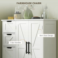 Bathroom Floor Cabinet, Farmhouse Bathroom Storage Cabinet with Adjustable Shelf, White