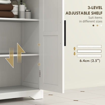 Bathroom Floor Cabinet, Farmhouse Bathroom Storage Cabinet with Adjustable Shelf, White