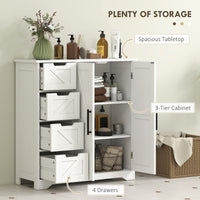 Bathroom Floor Cabinet, Farmhouse Bathroom Storage Cabinet with Adjustable Shelf, White
