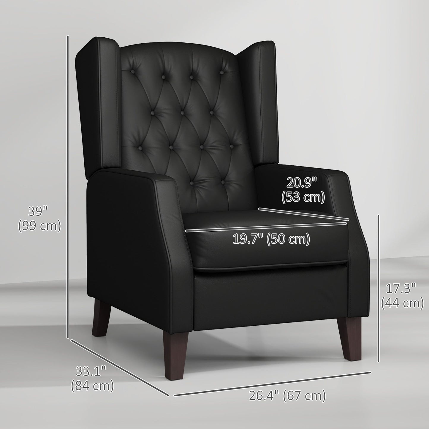 Faux Leather Armchair, Modern Accent Chair with Thick Padding for Living Room, Bedroom, Home Office, Black