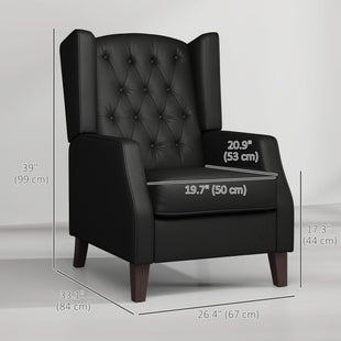 Faux Leather Armchair, Modern Accent Chair with Thick Padding for Living Room, Bedroom, Home Office, Black