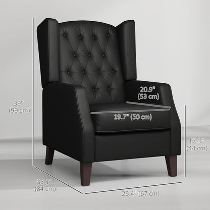 Faux Leather Armchair, Modern Accent Chair with Thick Padding for Living Room, Bedroom, Home Office, Black