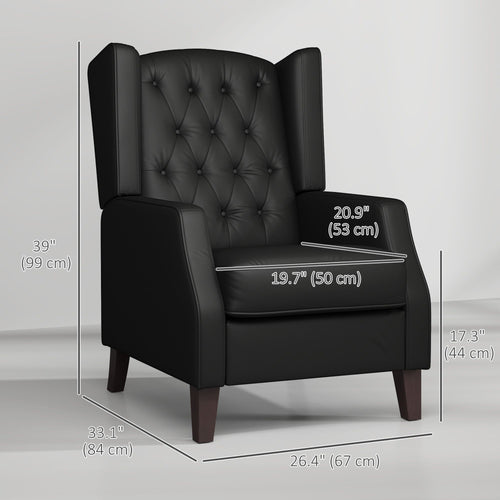 Faux Leather Armchair, Modern Accent Chair with Thick Padding for Living Room, Bedroom, Home Office, Black