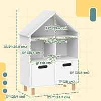 3 Tier Kids Bookshelf with Two Drawers, for Bedroom, Kids Room, White