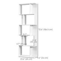 5-Tier Geometric Bookshelf, S Shaped Bookcase, Modern Freestanding Display Shelf Unit for Home Office, White
