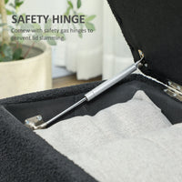 Modern Storage Bench, Ottoman with Storage and Lamb's Wool Upholstery for Living Room, Bedroom, Black