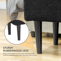Modern Storage Bench, Ottoman with Storage and Lamb's Wool Upholstery for Living Room, Bedroom, Black